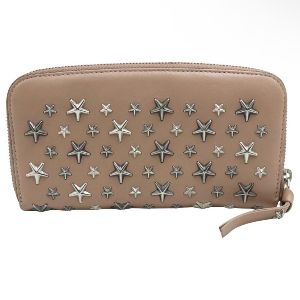 Jimmy Choo Filipa Beige Star-Studded Wallet with COA l